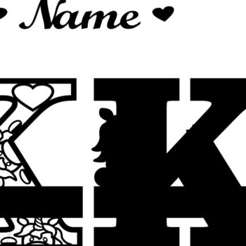 Intra απο ξύλο plywood 3mm-4mm πάχος – Μονόκερος Μονόγραμμα Letter K Δίασταση  20x20 cm INTRAFABR-70818671 - Image 2