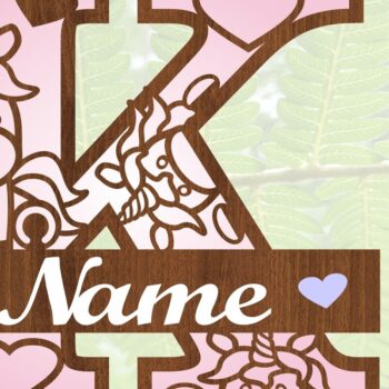 Intra απο ξύλο plywood 3mm-4mm πάχος – Μονόκερος Μονόγραμμα Letter K Δίασταση  20x20 cm INTRAFABR-70818671 - Image 4