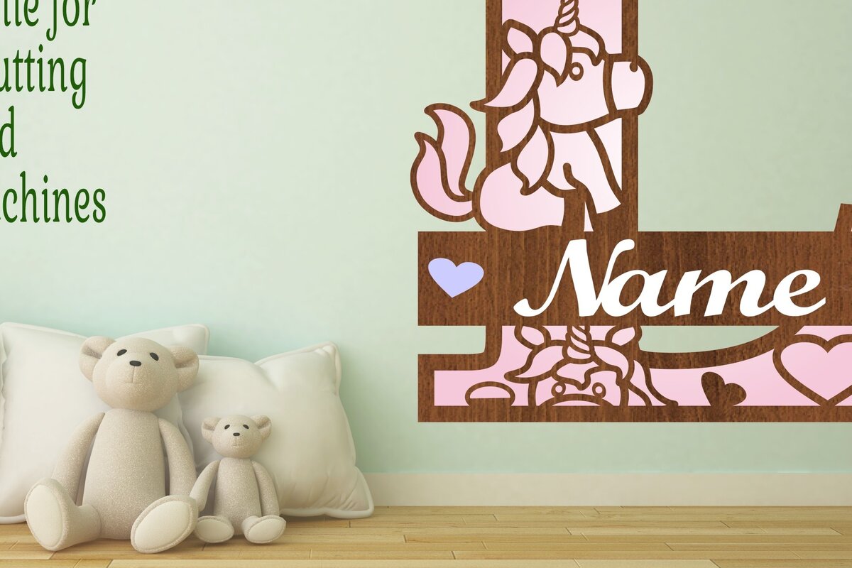 Intra απο ξύλο plywood 3mm-4mm πάχος – Unicorn Monogram Letter L Δίασταση  20x20 cm INTRAFABR-70818689