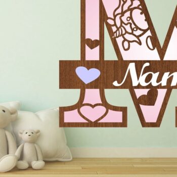 Intra απο ξύλο plywood 3mm-4mm πάχος – Unicorn Monogram Letter M Δίασταση  20x20 cm INTRAFABR-70818700 - Image 1