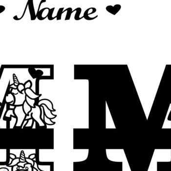 Intra απο ξύλο plywood 3mm-4mm πάχος – Unicorn Monogram Letter M Δίασταση  20x20 cm INTRAFABR-70818700 - Image 2