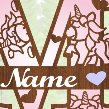 Intra απο ξύλο plywood 3mm-4mm πάχος – Unicorn Monogram Letter M Δίασταση  20x20 cm INTRAFABR-70818700 - Image 4