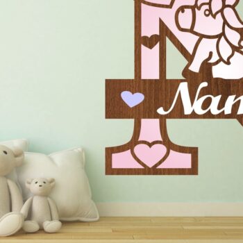 Intra απο ξύλο plywood 3mm-4mm πάχος – Unicorn Monogram Letter N Δίασταση  20x20 cm INTRAFABR-70818741 - Image 1