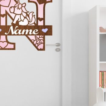 Intra απο ξύλο plywood 3mm-4mm πάχος – Unicorn Monogram Letter N Δίασταση  20x20 cm INTRAFABR-70818741 - Image 3