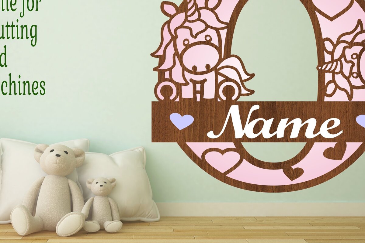 Intra απο ξύλο plywood 3mm-4mm πάχος – Unicorn Monogram Letter O Δίασταση  20x20 cm INTRAFABR-70818761