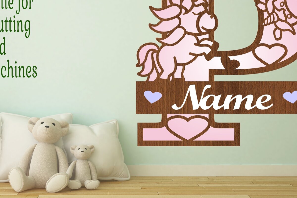 Intra απο ξύλο plywood 3mm-4mm πάχος – Unicorn Monogram Letter P Δίασταση  20x20 cm INTRAFABR-70818782