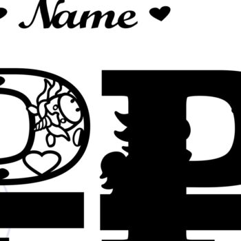 Intra απο ξύλο plywood 3mm-4mm πάχος – Unicorn Monogram Letter P Δίασταση  20x20 cm INTRAFABR-70818782 - Image 2