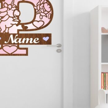 Intra απο ξύλο plywood 3mm-4mm πάχος – Unicorn Monogram Letter P Δίασταση  20x20 cm INTRAFABR-70818782 - Image 3