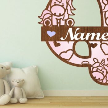 Intra απο ξύλο plywood 3mm-4mm πάχος – Unicorn Monogram Letter Q Δίασταση  20x20 cm INTRAFABR-70818812 - Image 1