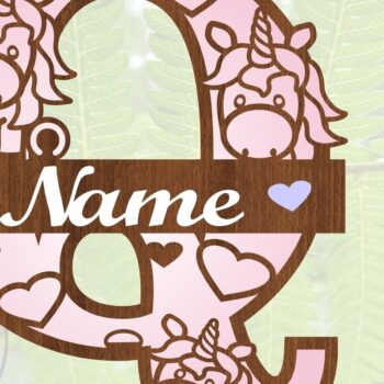 Intra απο ξύλο plywood 3mm-4mm πάχος – Unicorn Monogram Letter Q Δίασταση  20x20 cm INTRAFABR-70818812 - Image 4