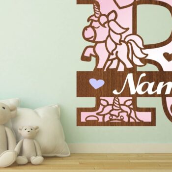 Intra απο ξύλο plywood 3mm-4mm πάχος – Μονόκερος Μονόγραμμα Letter R Δίασταση  20x20 cm INTRAFABR-70818833 - Image 1