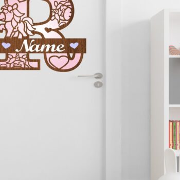 Intra απο ξύλο plywood 3mm-4mm πάχος – Μονόκερος Μονόγραμμα Letter R Δίασταση  20x20 cm INTRAFABR-70818833 - Image 3