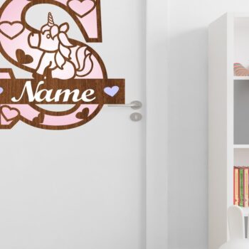 Intra απο ξύλο plywood 3mm-4mm πάχος – Unicorn Monogram Letter S Δίασταση 20x20 cm INTRAFABR-70818849 - Image 3