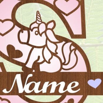 Intra απο ξύλο plywood 3mm-4mm πάχος – Unicorn Monogram Letter S Δίασταση 20x20 cm INTRAFABR-70818849 - Image 4