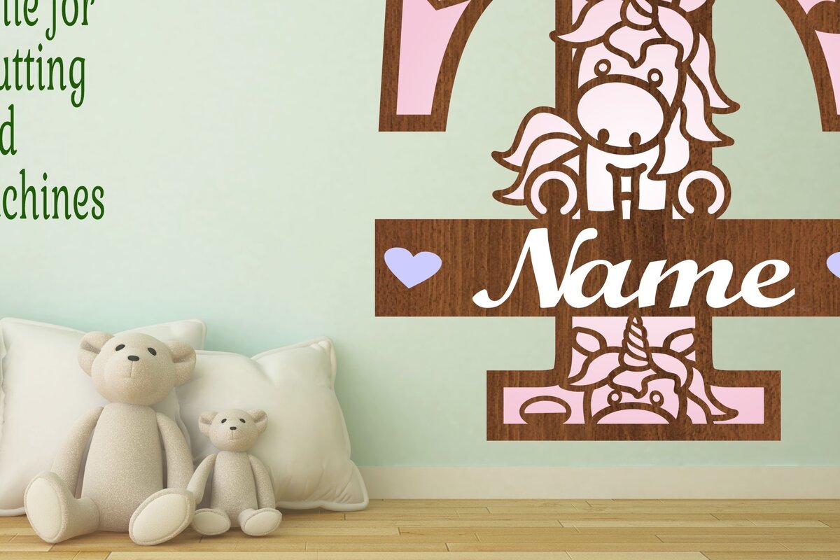 Intra απο ξύλο plywood 3mm-4mm πάχος – Μονόκερος Μονόγραμμα Επιστολή T Αποκοπή αρχείου Δίασταση  20x20 cm INTRAFABR-70818862