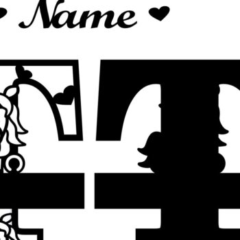 Intra απο ξύλο plywood 3mm-4mm πάχος – Μονόκερος Μονόγραμμα Επιστολή T Αποκοπή αρχείου Δίασταση  20x20 cm INTRAFABR-70818862 - Image 2