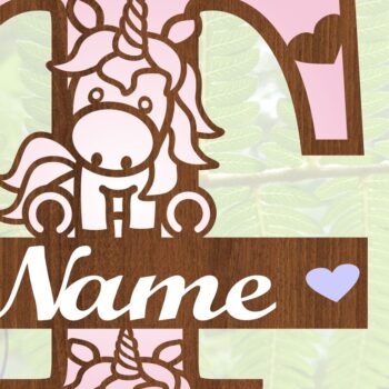 Intra απο ξύλο plywood 3mm-4mm πάχος – Μονόκερος Μονόγραμμα Επιστολή T Αποκοπή αρχείου Δίασταση  20x20 cm INTRAFABR-70818862 - Image 4