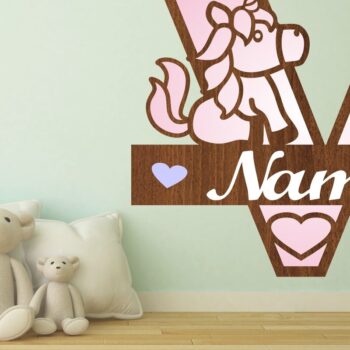 Intra απο ξύλο plywood 3mm-4mm πάχος – Unicorn Monogram Letter V Δίασταση 20x20 cm INTRAFABR-70818900 - Image 1