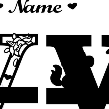 Intra απο ξύλο plywood 3mm-4mm πάχος – Unicorn Monogram Letter V Δίασταση 20x20 cm INTRAFABR-70818900 - Image 2