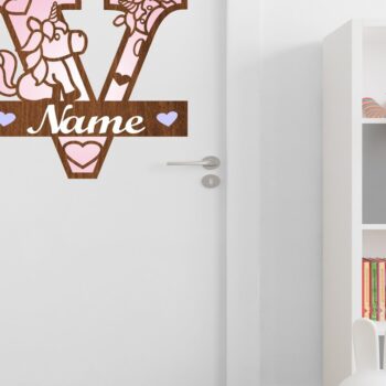 Intra απο ξύλο plywood 3mm-4mm πάχος – Unicorn Monogram Letter V Δίασταση 20x20 cm INTRAFABR-70818900 - Image 3