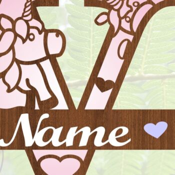 Intra απο ξύλο plywood 3mm-4mm πάχος – Unicorn Monogram Letter V Δίασταση 20x20 cm INTRAFABR-70818900 - Image 4