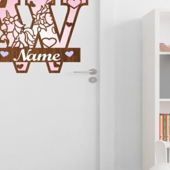 Intra απο ξύλο plywood 3mm-4mm πάχος – Unicorn Monogram Letter W Δίασταση  20x20 cm INTRAFABR-70818914 - Image 3