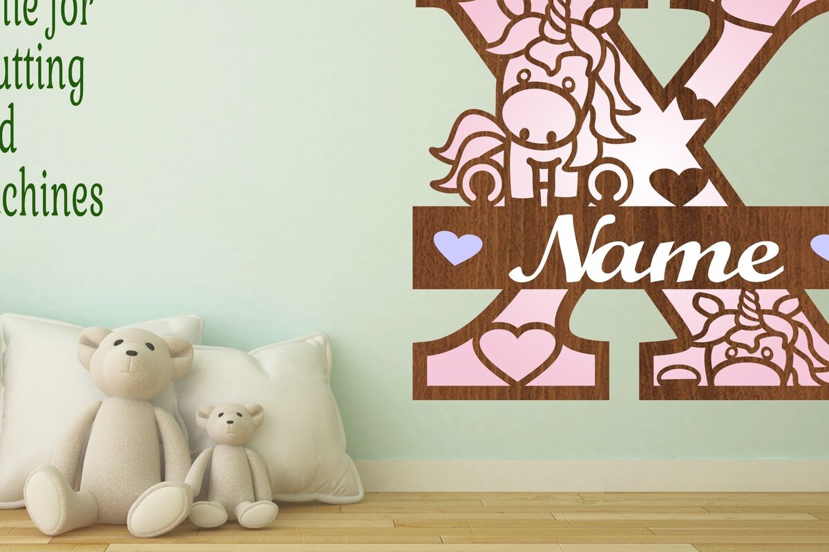 Intra απο ξύλο plywood 3mm-4mm πάχος – Unicorn Monogram Letter X Δίασταση  20x20 cm INTRAFABR-70818929