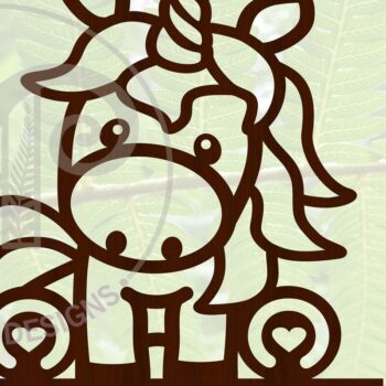 Intra απο ξύλο plywood 3mm-4mm πάχος – Μονόκερος Σήμα ονόματος Cute Cartoon Δίασταση  20x20 cm INTRAFABR-64986596 - Image 1