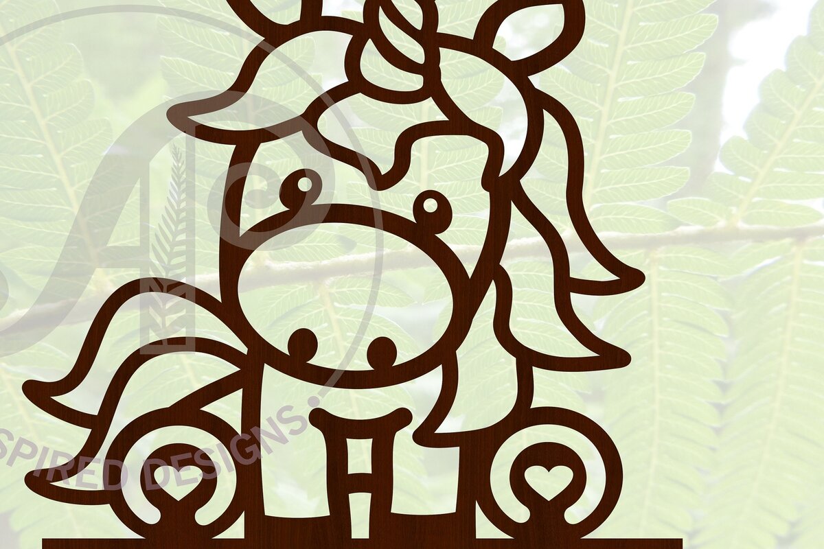 Intra απο ξύλο plywood 3mm-4mm πάχος – Μονόκερος Σήμα ονόματος Cute Cartoon Δίασταση  20x20 cm INTRAFABR-64986596