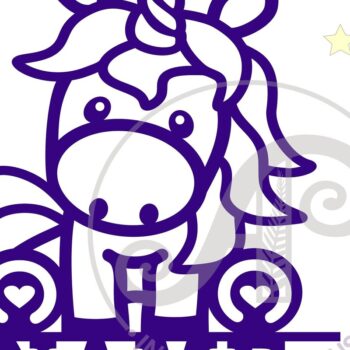 Intra απο ξύλο plywood 3mm-4mm πάχος – Μονόκερος Σήμα ονόματος Cute Cartoon Δίασταση  20x20 cm INTRAFABR-64986596 - Image 2