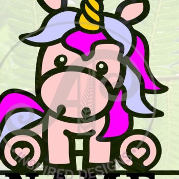 Intra απο ξύλο plywood 3mm-4mm πάχος – Μονόκερος Σήμα ονόματος Cute Cartoon Δίασταση  20x20 cm INTRAFABR-64986596 - Image 4