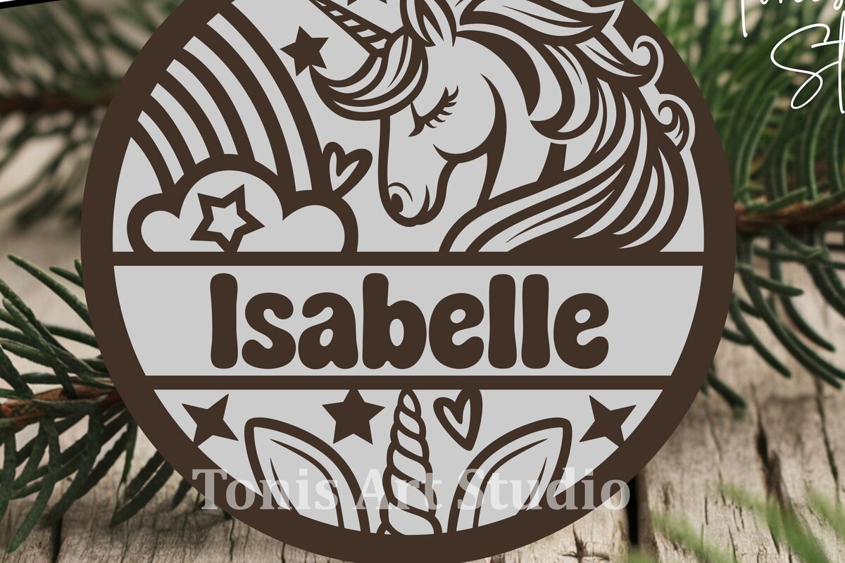 Intra απο ξύλο plywood 3mm-4mm πάχος – Μονόκερος Σήμα ονόματος Αρχείο αποκοπής λέιζερ Δίασταση  20x20 cm INTRAFABR-114095977