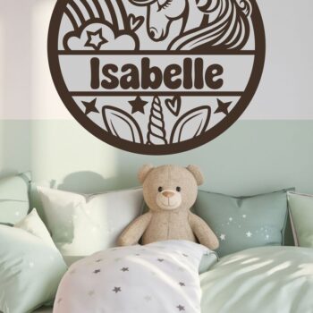 Intra απο ξύλο plywood 3mm-4mm πάχος – Μονόκερος Σήμα ονόματος Αρχείο αποκοπής λέιζερ Δίασταση  20x20 cm INTRAFABR-114095977 - Image 2