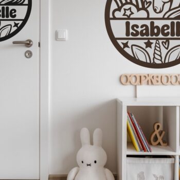 Intra απο ξύλο plywood 3mm-4mm πάχος – Μονόκερος Σήμα ονόματος Αρχείο αποκοπής λέιζερ Δίασταση  20x20 cm INTRAFABR-114095977 - Image 4