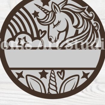 Intra απο ξύλο plywood 3mm-4mm πάχος – Μονόκερος Σήμα ονόματος Αρχείο αποκοπής λέιζερ Δίασταση  20x20 cm INTRAFABR-114095977 - Image 6