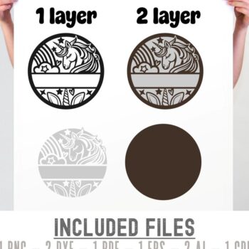 Intra απο ξύλο plywood 3mm-4mm πάχος – Μονόκερος Σήμα ονόματος Αρχείο αποκοπής λέιζερ Δίασταση  20x20 cm INTRAFABR-114095977 - Image 7