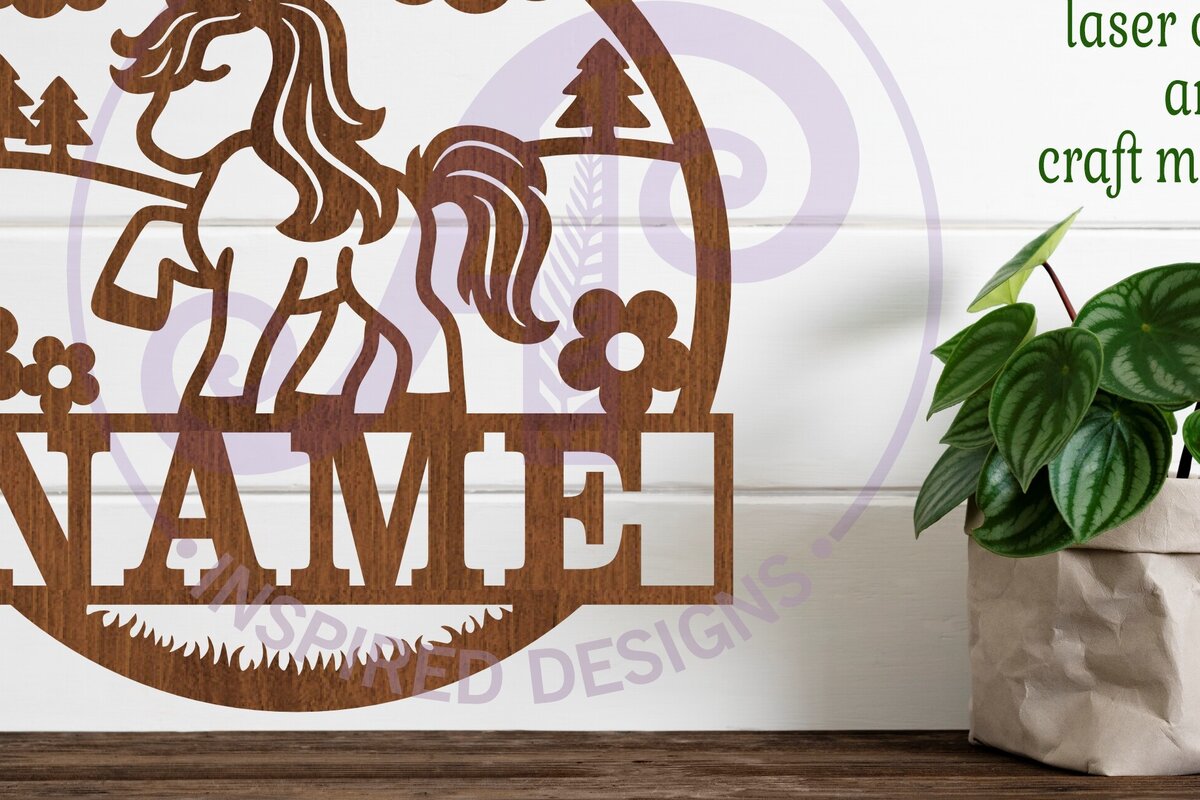 Intra απο ξύλο plywood 3mm-4mm πάχος – Πρότυπο κοπής λέιζερ Name Unicorn Δίασταση  20x20 cm INTRAFABR-98627182