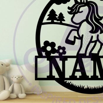 Intra απο ξύλο plywood 3mm-4mm πάχος – Πρότυπο κοπής λέιζερ Name Unicorn Δίασταση  20x20 cm INTRAFABR-98627182 - Image 2