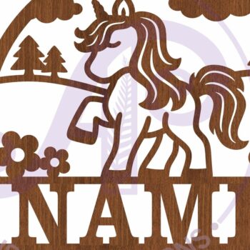 Intra απο ξύλο plywood 3mm-4mm πάχος – Πρότυπο κοπής λέιζερ Name Unicorn Δίασταση  20x20 cm INTRAFABR-98627182 - Image 4