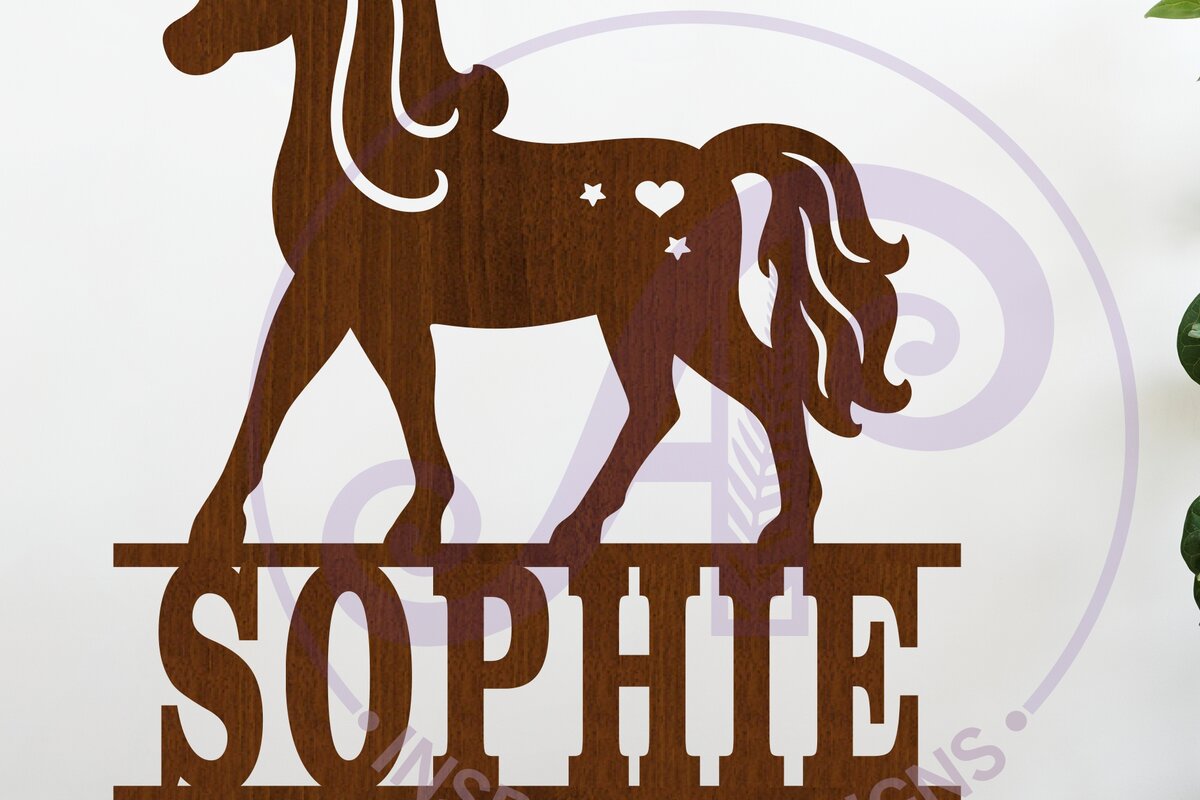 Intra απο ξύλο plywood 3mm-4mm πάχος – Πρότυπο κοπής λέιζερ Name Unicorn Δίασταση  20x20 cm INTRAFABR-118051715