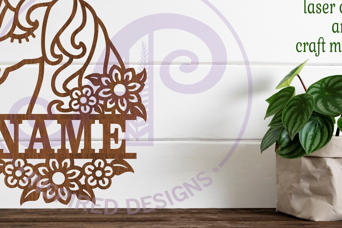 Intra απο ξύλο plywood 3mm-4mm πάχος – Πρότυπο κοπής λέιζερ Name Unicorn Δίασταση  20x20 cm INTRAFABR-80106092