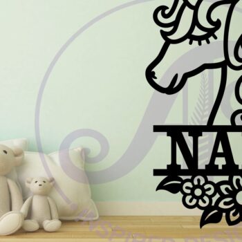 Intra απο ξύλο plywood 3mm-4mm πάχος – Πρότυπο κοπής λέιζερ Name Unicorn Δίασταση  20x20 cm INTRAFABR-80106092 - Image 2