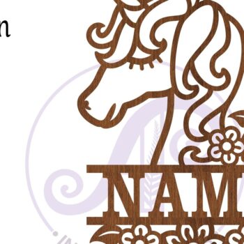 Intra απο ξύλο plywood 3mm-4mm πάχος – Πρότυπο κοπής λέιζερ Name Unicorn Δίασταση  20x20 cm INTRAFABR-80106092 - Image 4