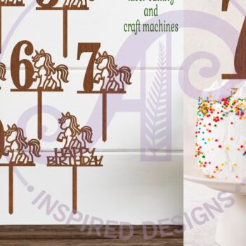 Intra απο ξύλο plywood 3mm-4mm πάχος – Unicorn Number Cake Toppers, 10 σχέδια Δίασταση  20x20 cm INTRAFABR-105779283 - Image 1