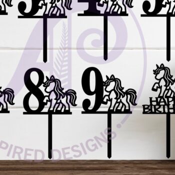 Intra απο ξύλο plywood 3mm-4mm πάχος – Unicorn Number Cake Toppers, 10 σχέδια Δίασταση  20x20 cm INTRAFABR-105779283 - Image 2