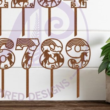 Intra απο ξύλο plywood 3mm-4mm πάχος – Unicorn Number Cake Toppers Δίασταση  20x20 cm INTRAFABR-106698437 - Image 1