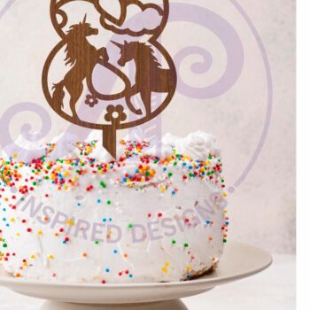 Intra απο ξύλο plywood 3mm-4mm πάχος – Unicorn Number Cake Toppers Δίασταση  20x20 cm INTRAFABR-106698437 - Image 2