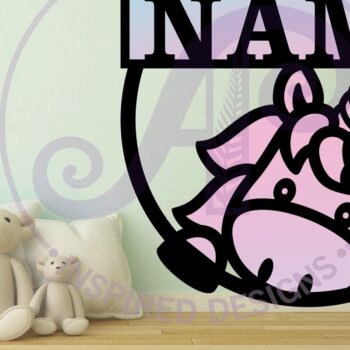 Intra απο ξύλο plywood 3mm-4mm πάχος – Μονόκερος που κρυφοκοιτάζει το όνομα Cut Laser Δίασταση  20x20 cm INTRAFABR-96173979 - Image 2