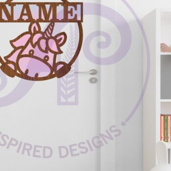 Intra απο ξύλο plywood 3mm-4mm πάχος – Μονόκερος που κρυφοκοιτάζει το όνομα Cut Laser Δίασταση  20x20 cm INTRAFABR-96173979 - Image 4