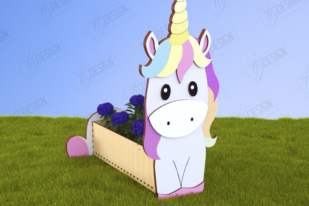 Intra απο ξύλο plywood 3mm-4mm πάχος – Unicorn Planter | Διακόσμηση για εξωτερικούς χώρους Δίασταση  20x20 cm INTRAFABR-120638181